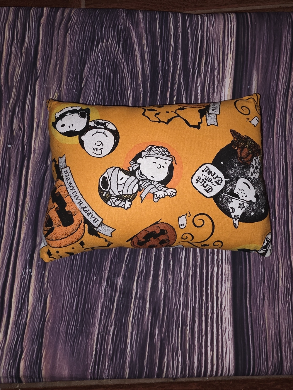 Halloween Kids Pillow — Orange Snoopy Print